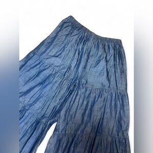NATURAL LIFE Blue Wide Leg Tiered Pants